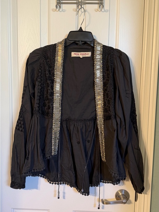 Free People Jackets & Blazers - Free People Embellished Black Jacket XS